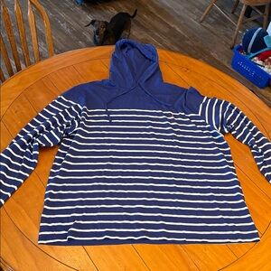 Polo by Ralph Lauren Blue and White Striped hooded Long Sleeve Tee
